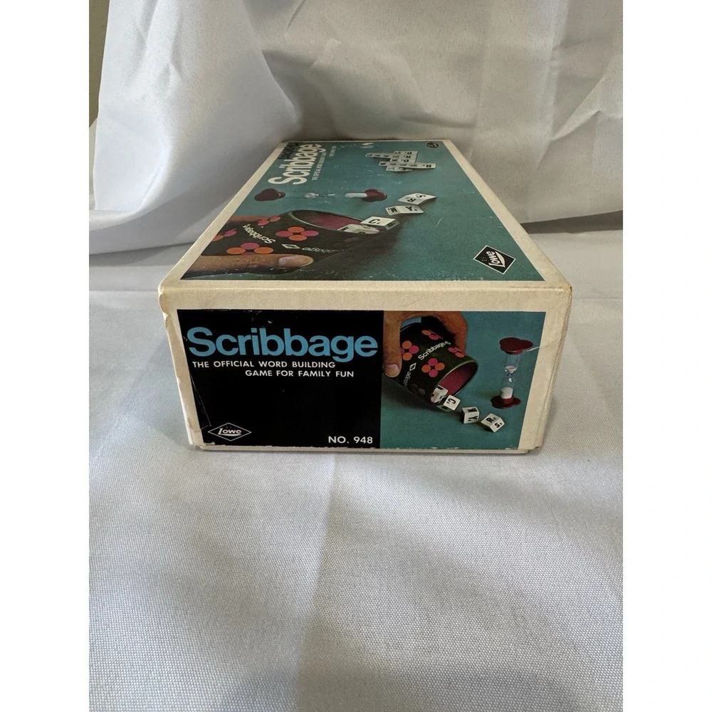 Vintage 1968 Scribbage Word Game# 948 E.S.Lowe‎ Company Inc. ALL CUBES CUP TIMER